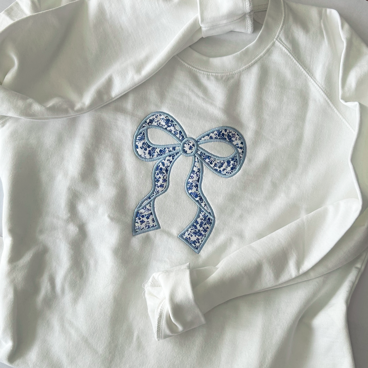 Club Coquette: Bow Sweatshirt | Fabric Applique Embroidered Crewneck Sweatshirt