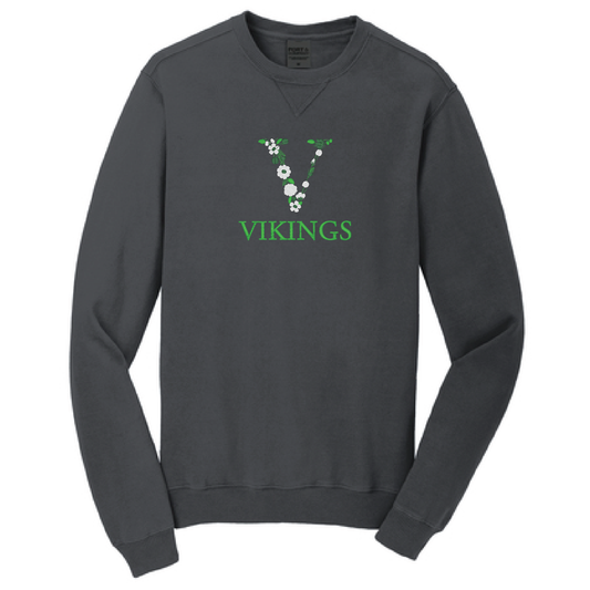Valparaiso | Embroidered Floral Vikings Crewneck Sweatshirt - Nottingham Embroidery