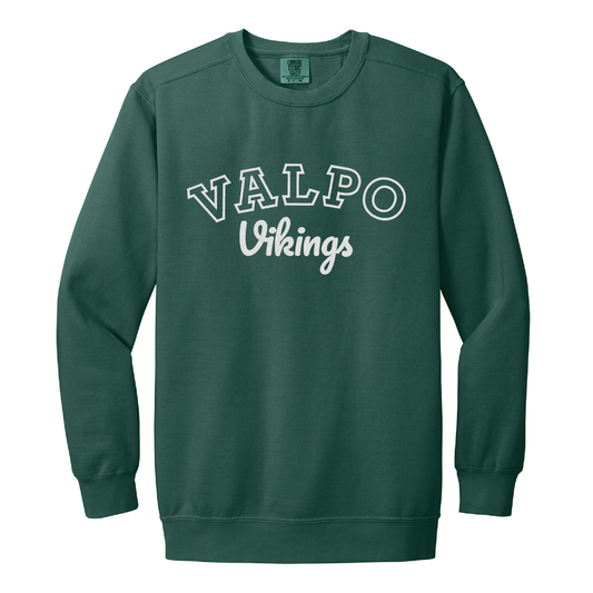 Valparaiso | Embroidered Varsity Crewneck Sweatshirt - Nottingham Embroidery