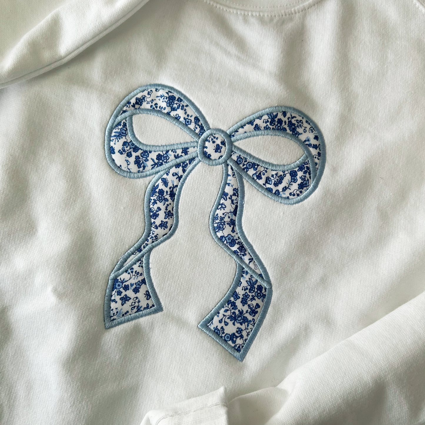 Club Coquette: Bow Sweatshirt | Fabric Applique Embroidered Crewneck Sweatshirt