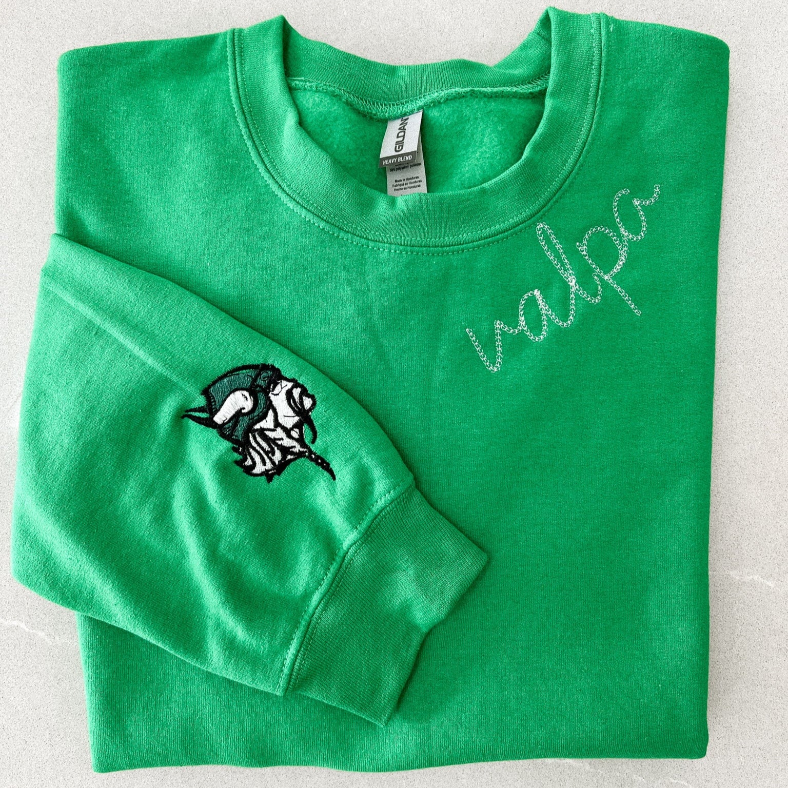 Valparaiso Vikings | Chain Stitched Collar Crewneck - Nottingham Embroidery