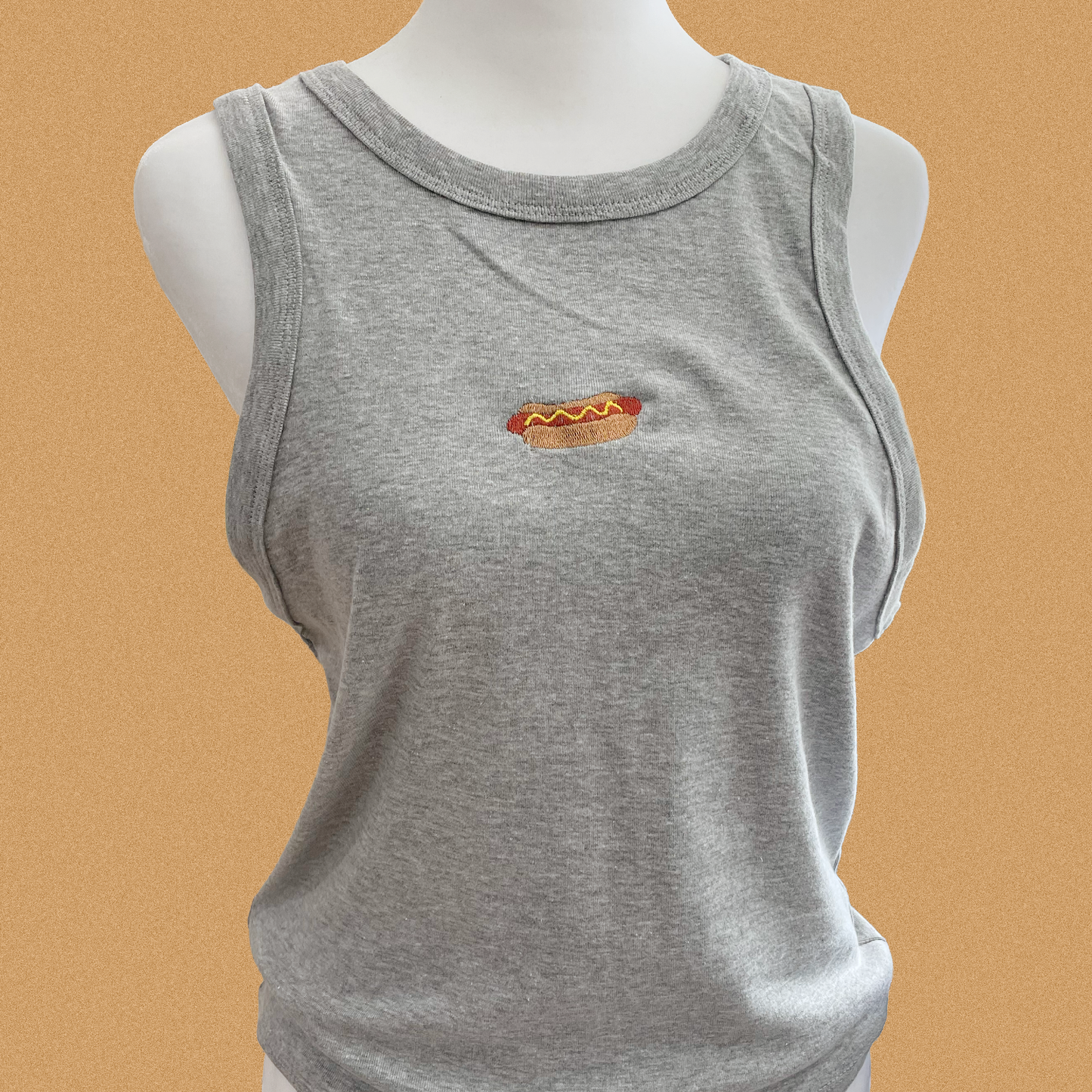Hot dog embroidered tank top