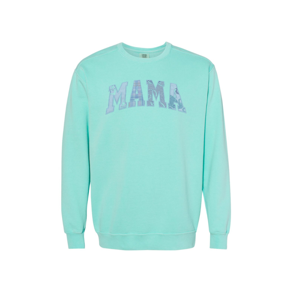 MOM + MAMA Baby Fabric Appliqué Crewneck Sweatshirt - Nottingham Embroidery
