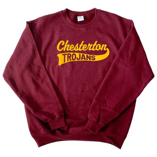 Chesterton Trojans: Soft Flock Varsity Crewneck
