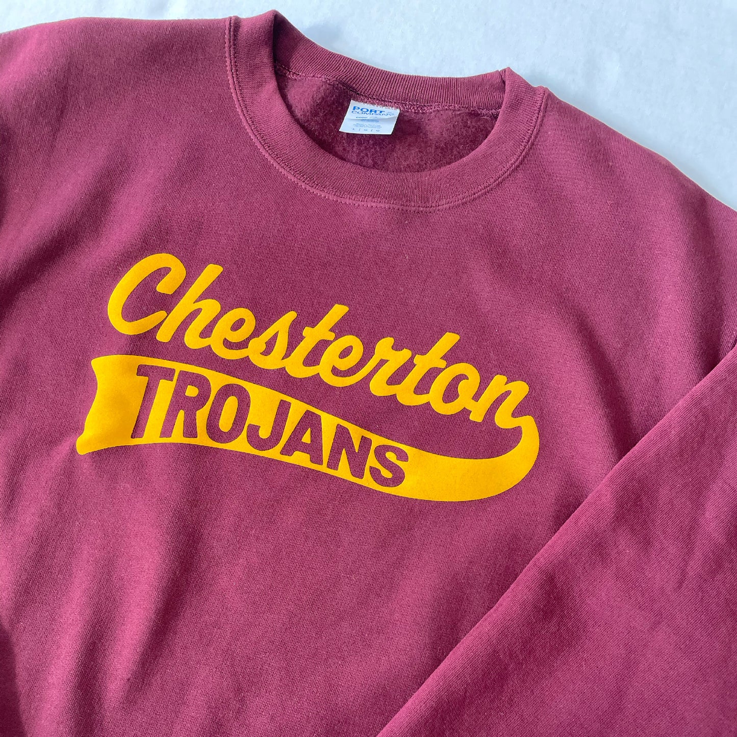 Chesterton Trojans: Soft Flock Varsity Crewneck