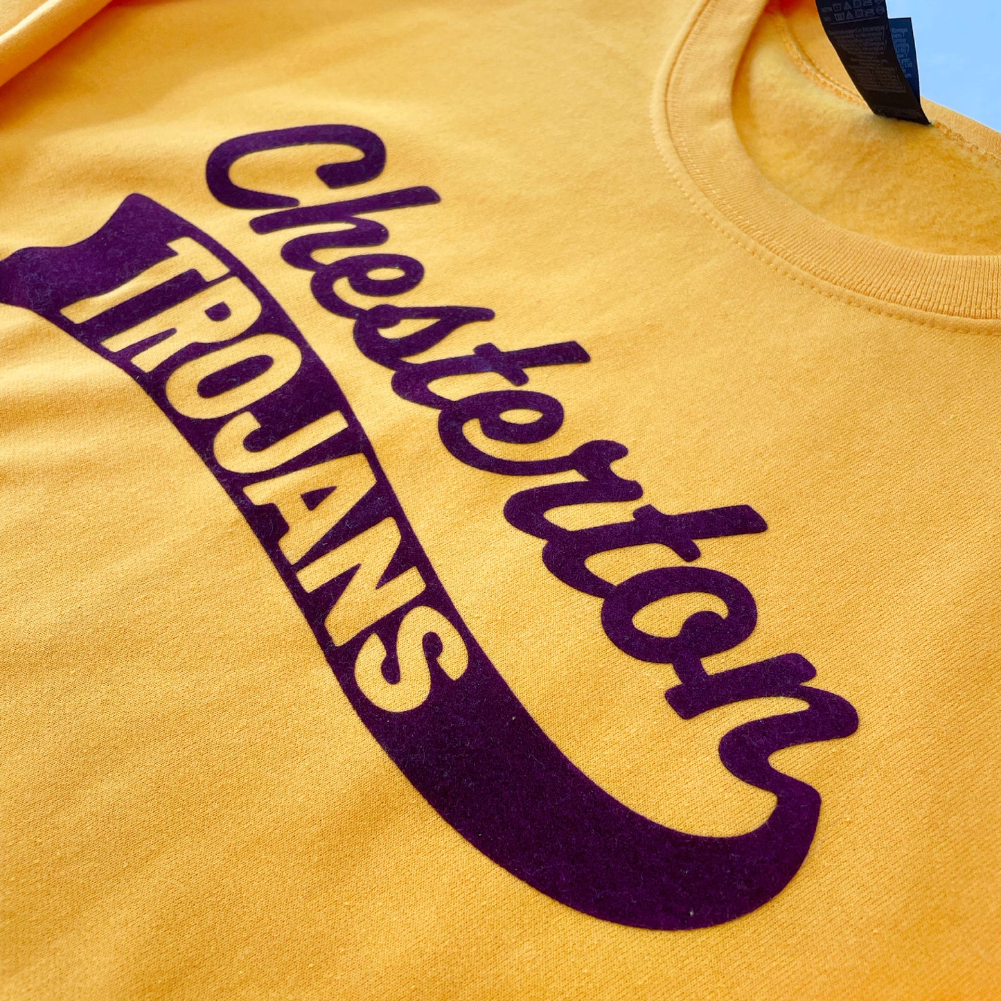 Chesterton Trojans: Soft Flock Varsity Crewneck
