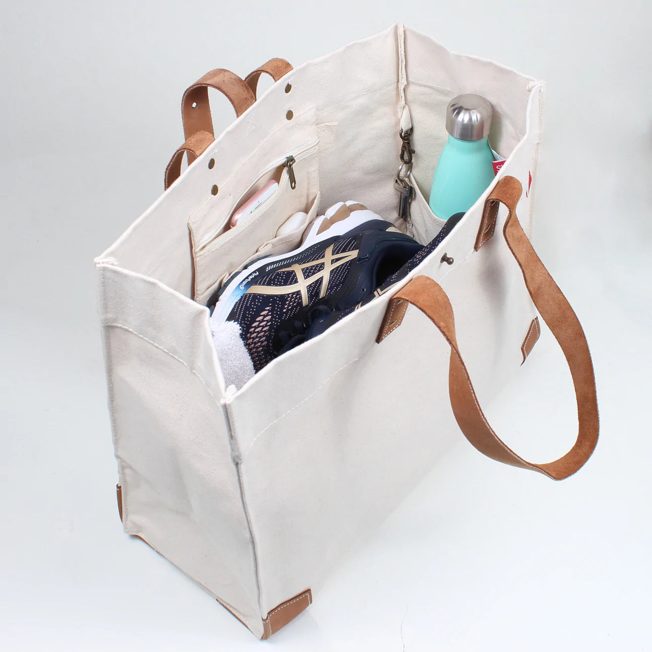 Leather Strap Tote Bag "Perfect size for what I needed!" - Nottingham Embroidery