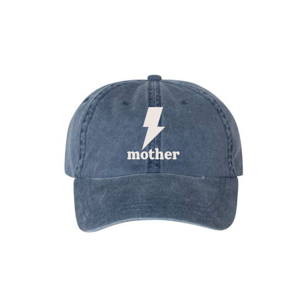 THIS MOTHER MEANS BUSINESS Navy Pigment-Dyed Cap - Nottingham Embroidery