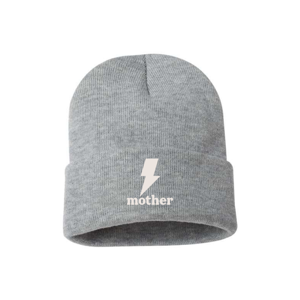 THIS MOTHER MEANS BUSINESS Heather Grey Cuffed Beanie - Nottingham Embroidery