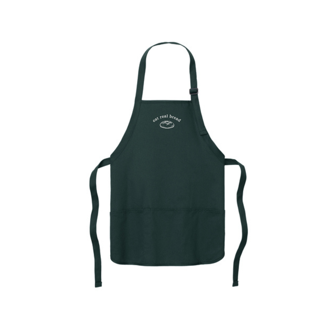 "eat good bread" Hunter Medium-Length Apron with Pouch Pockets - Nottingham Embroidery