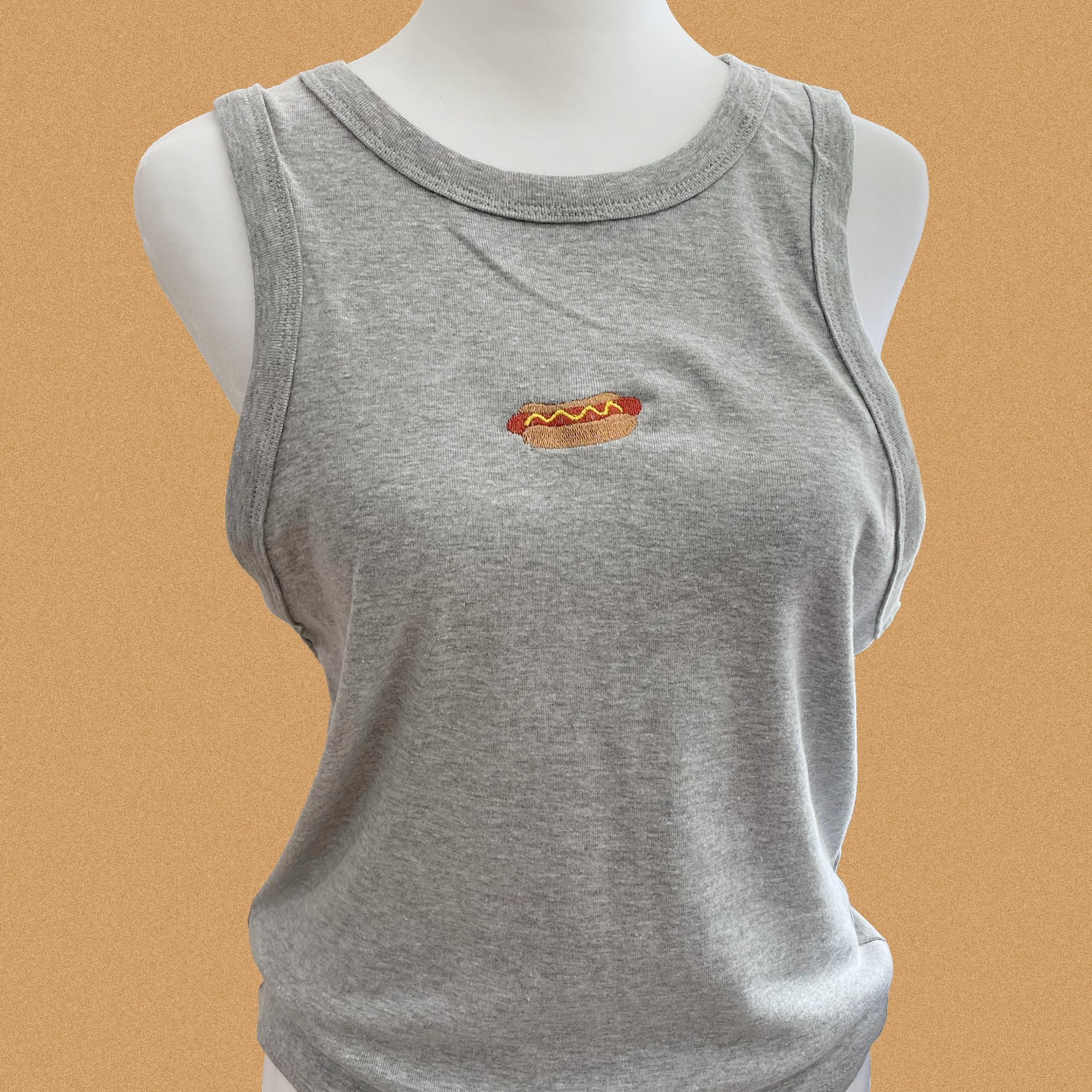 Hot dog embroidered tank top