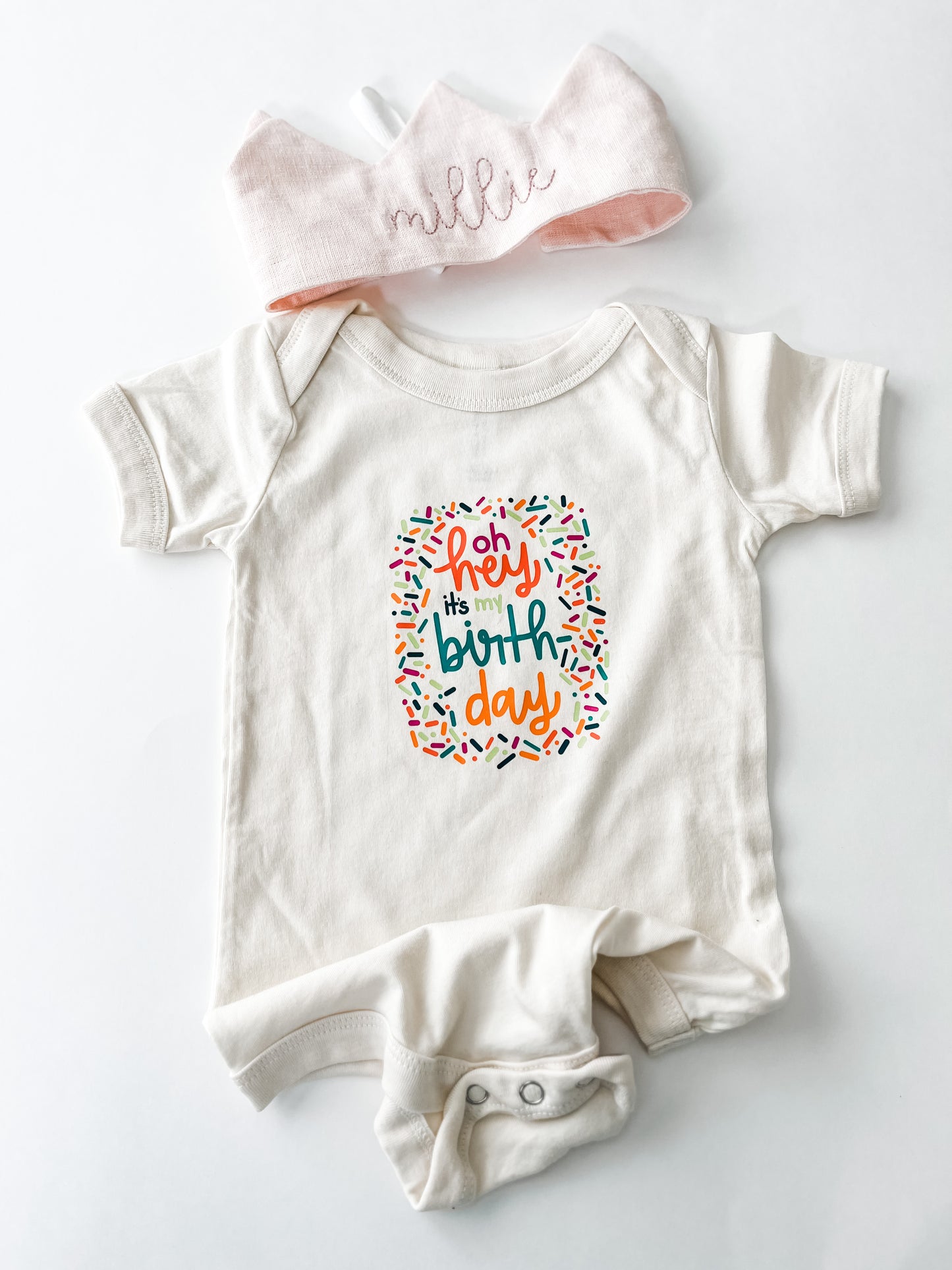 Oh Hey, It's My Birthday! Baby Bodysuit - Nottingham Embroidery