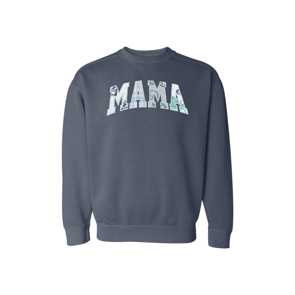 "MAMA" Fabric Appliqué Crewneck Sweatshirt