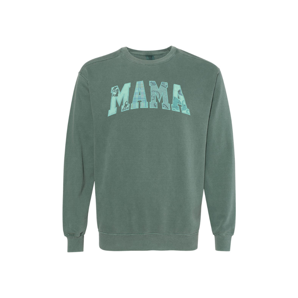 "MAMA" Fabric Appliqué Crewneck Sweatshirt