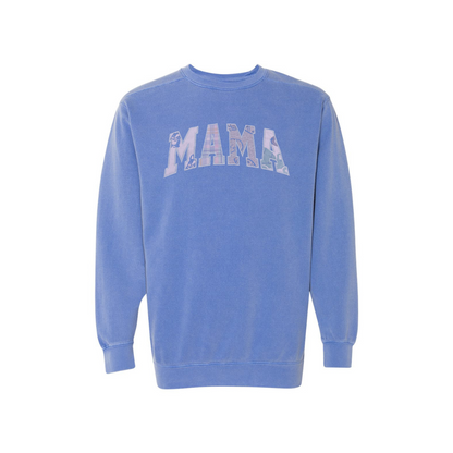 "MAMA" Fabric Appliqué Crewneck Sweatshirt