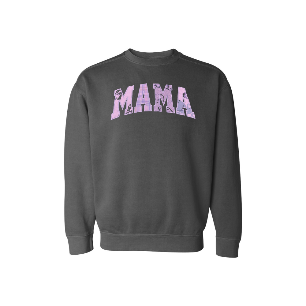 "MAMA" Fabric Appliqué Crewneck Sweatshirt