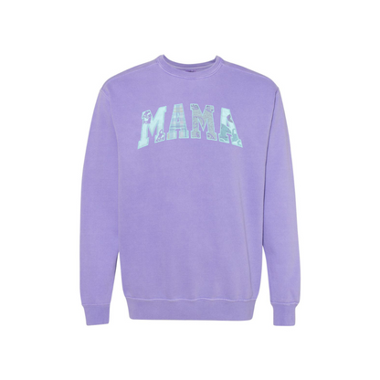 "MAMA" Fabric Appliqué Crewneck Sweatshirt