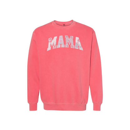 "MAMA" Fabric Appliqué Crewneck Sweatshirt