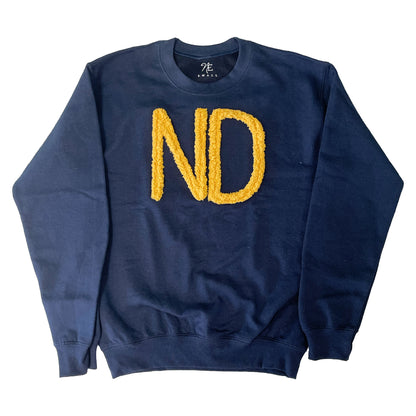 notre dame football yarn embroidery sweatshirt
