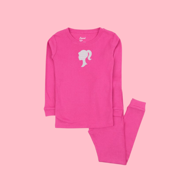 Barbie Silhouette Hot Pink Kids Pajamas - Nottingham Embroidery