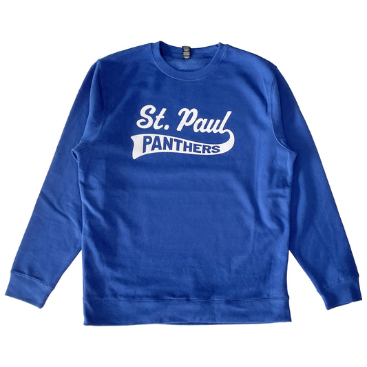 Saint Paul Panthers: Soft Flock Varsity Crewneck