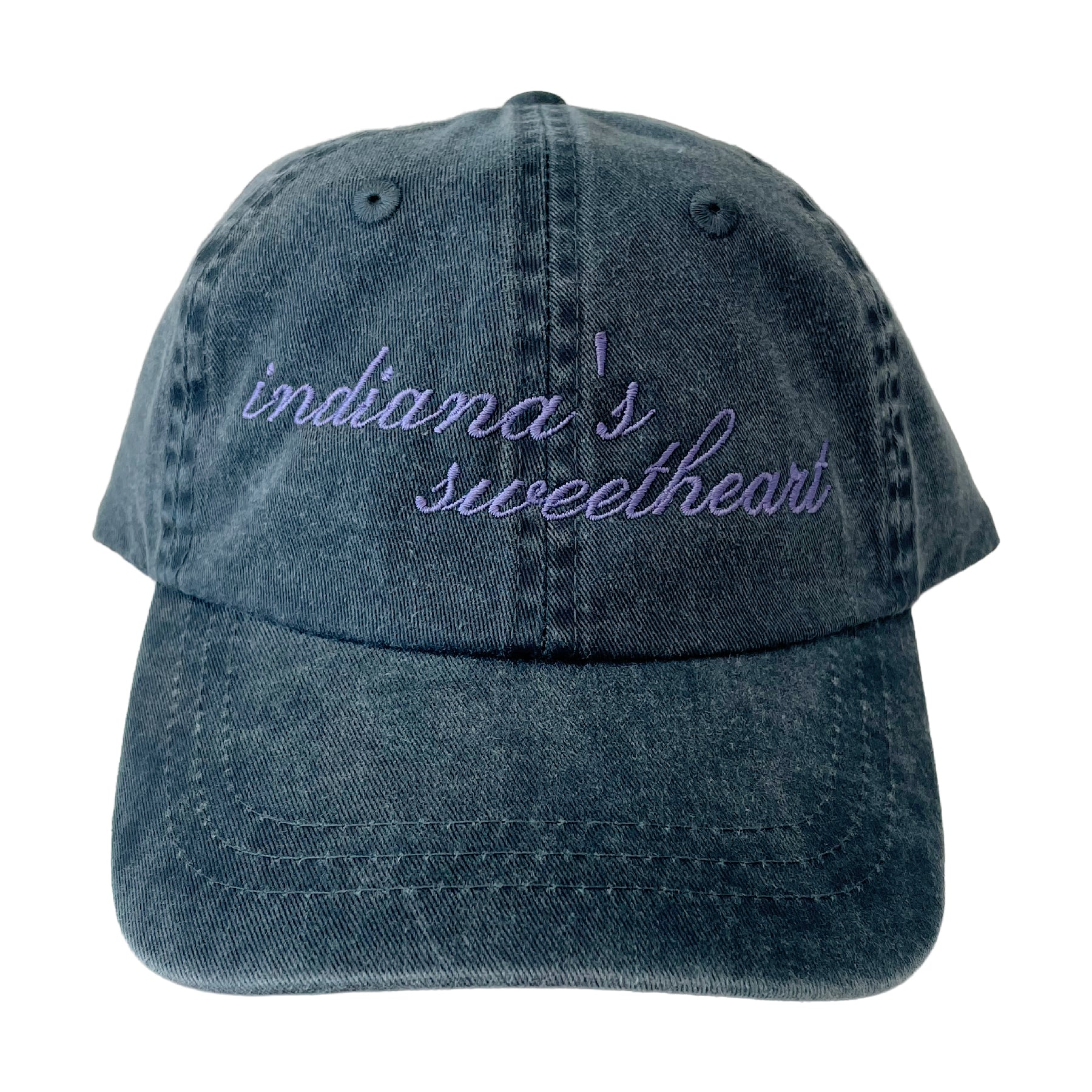 purple indiana's sweetheart denim embroidery hat navy 