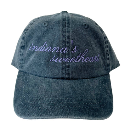 purple indiana's sweetheart denim embroidery hat navy 