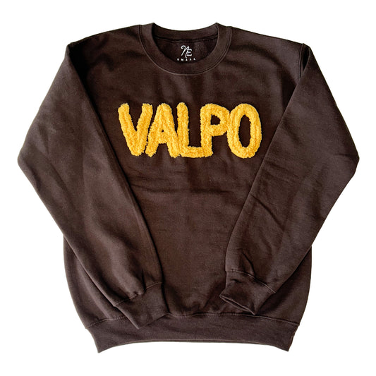valparaiso football yarn embroidered sweatshirt