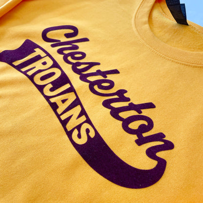 Chesterton Trojans: Soft Flock Varsity Crewneck
