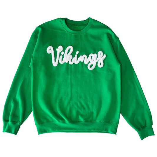 Valparaiso Vikings: Chenillé Crewneck | Embroidered Yarn Sweatshirt