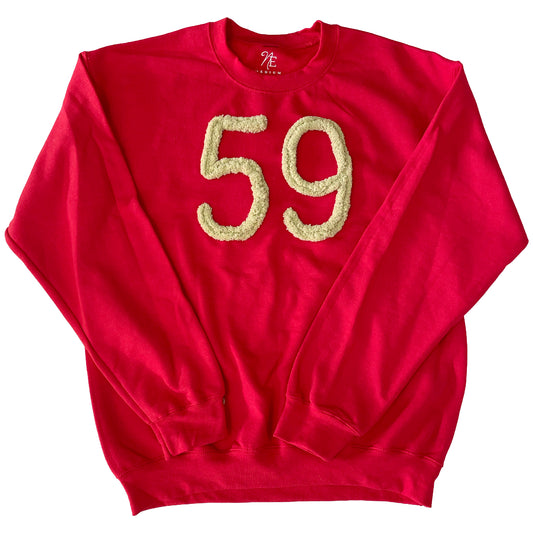 Andrean High School: 59ers Chenillé Crewneck | Embroidered Yarn Sweatshirt