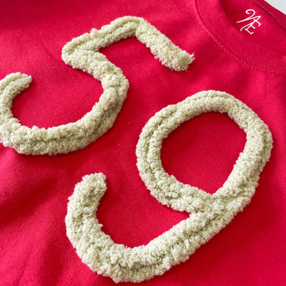 Andrean High School: 59ers Chenillé Crewneck | Embroidered Yarn Sweatshirt