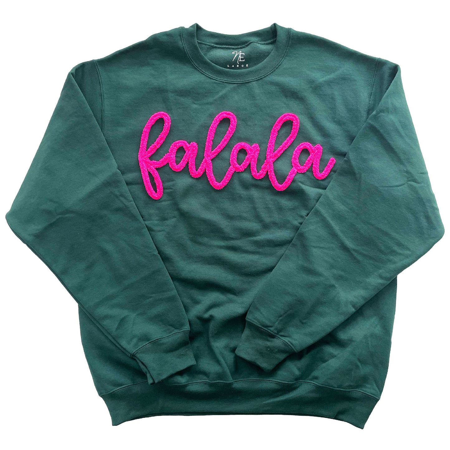 christmas yarn sweatshirt chenille embroidery fa la la crewneck