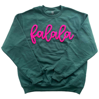 christmas yarn sweatshirt chenille embroidery fa la la crewneck