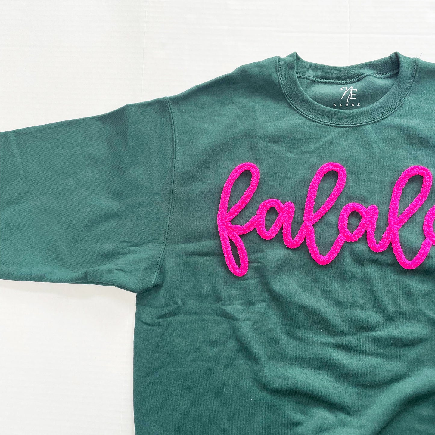 christmas yarn sweatshirt chenille embroidery fa la la crewneck