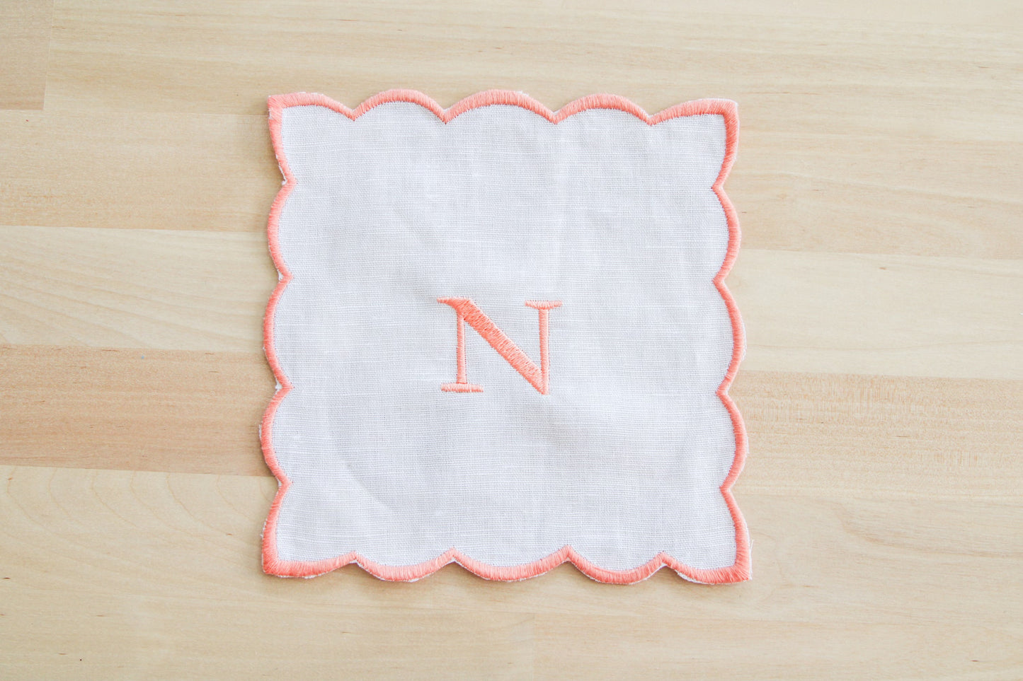 Custom Embroidered Scallop Napkin Set - Nottingham Embroidery