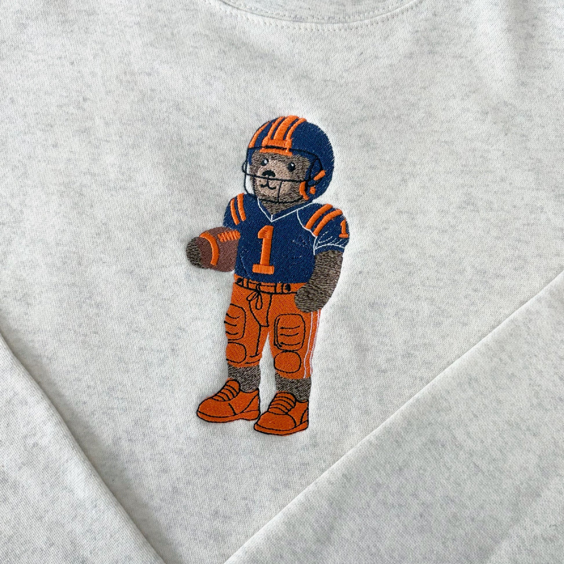 chicago bears teddy bear football embroidered sweatshirt for super bowl playoffs nfl