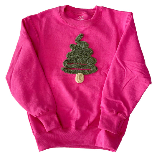 Christmas: Tree Chenillé Crewneck | Embroidered Yarn Sweatshirt