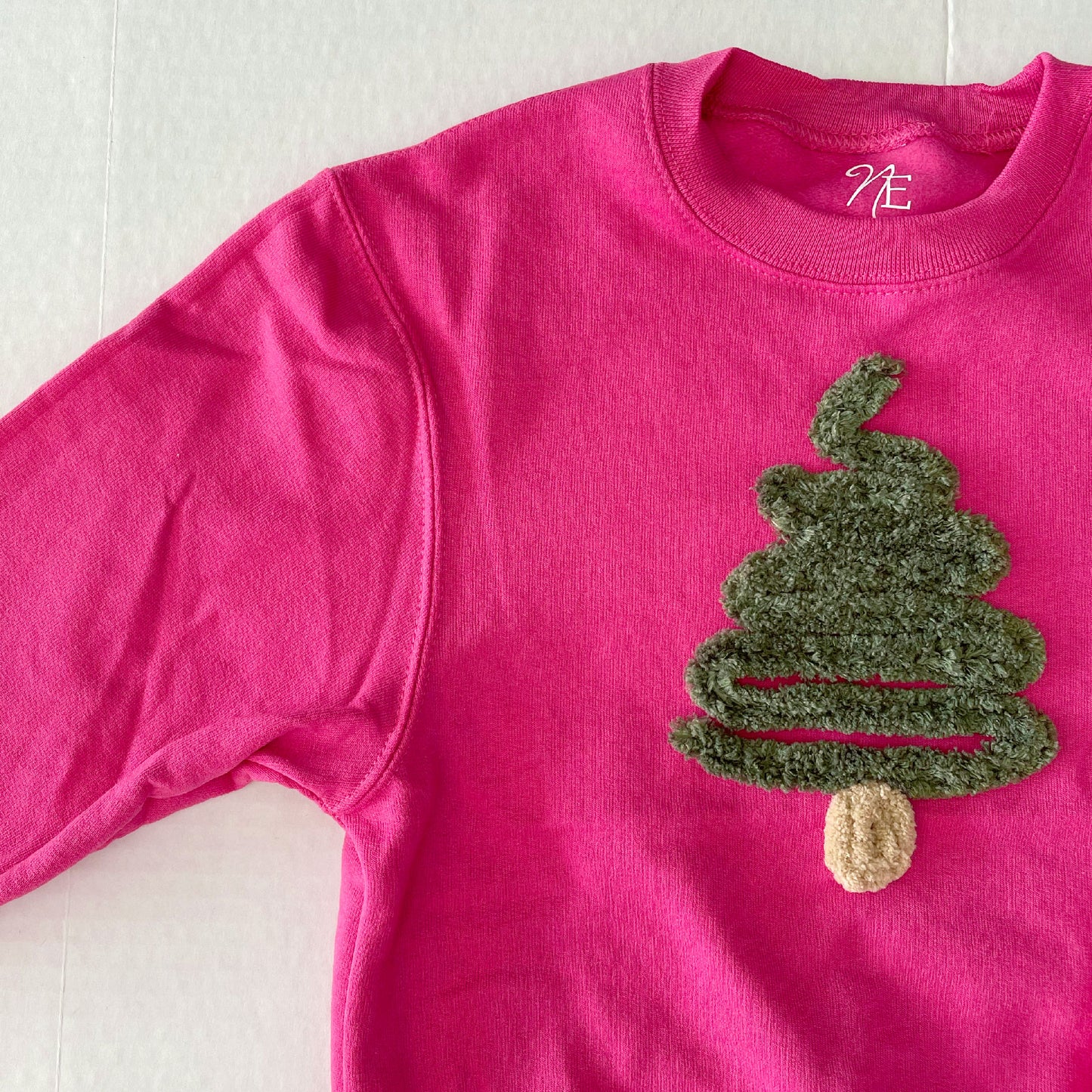 Christmas: Tree Chenillé Crewneck | Embroidered Yarn Sweatshirt