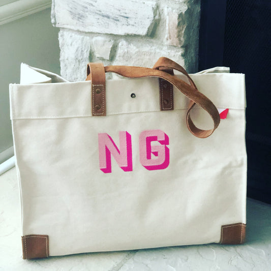 Leather Strap Tote Bag "Perfect size for what I needed!" - Nottingham Embroidery